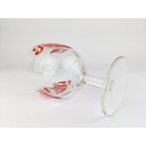 Vintage Pepsi Clear Glass Goblet Stemware | Clear Glass Thumbprint Water Goblet - Picture 5 of 9